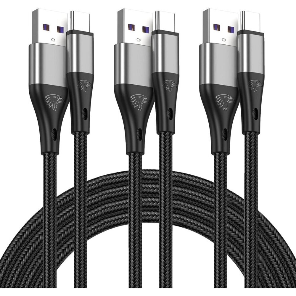 USB to USB C Cable,3Pack 10ft Premium Nylon Braided Fast Charging,3A Rapid Charg